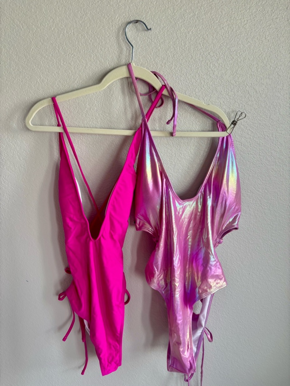 SHEIN Hot Pink & Iridescent Pink One-Piece Swim Set